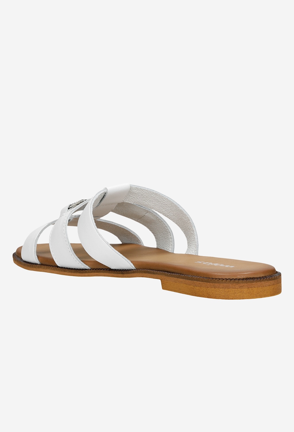 Bílé kožené dámské žabky se stříbrnou ozdobou 74043-59 Widok 4