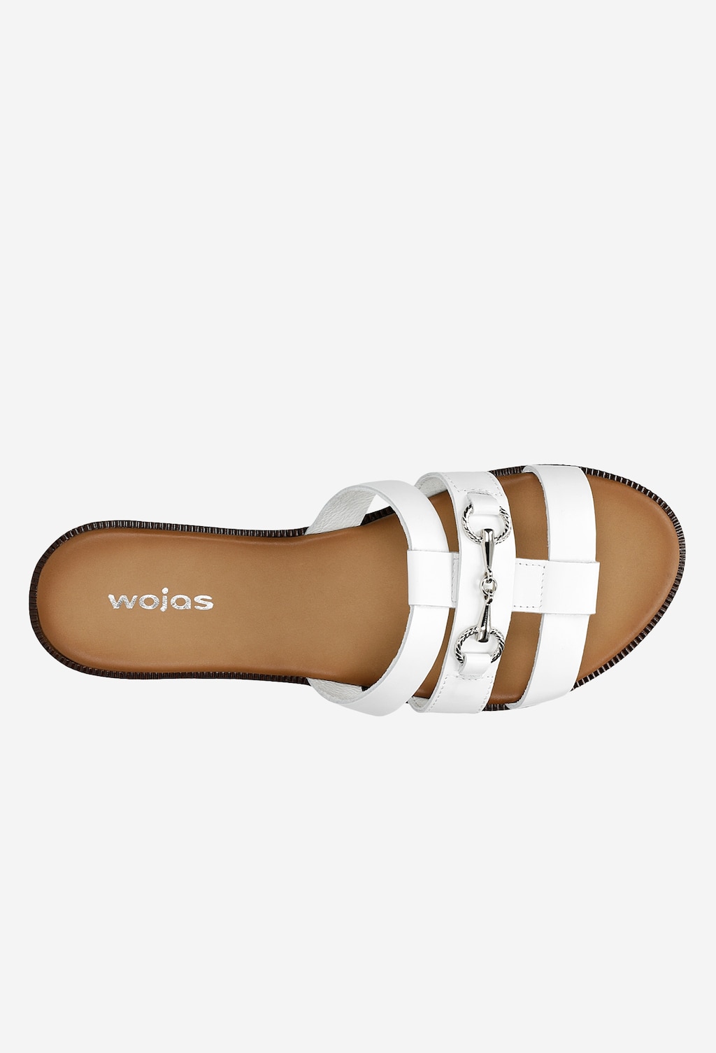 Bílé kožené dámské žabky se stříbrnou ozdobou 74043-59 Widok 5