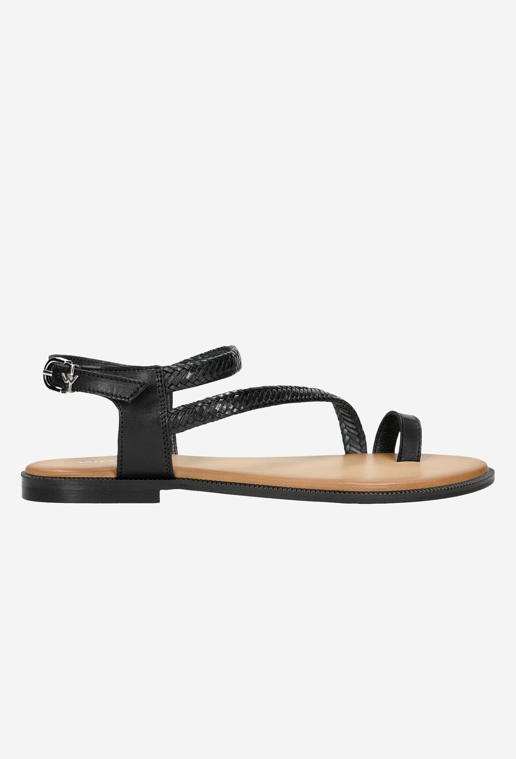 Płaskie sandały damskie w kolorze czarnym 76047-51 Widok 2