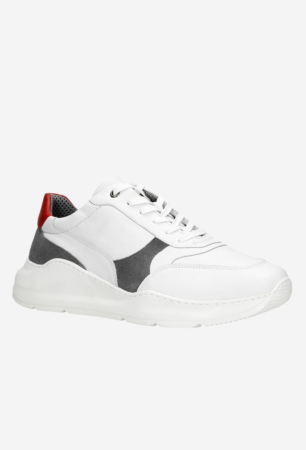 Białe sneakersy męskie z czerwonymi i szarymi wstawkami 10079-79 Widok 3