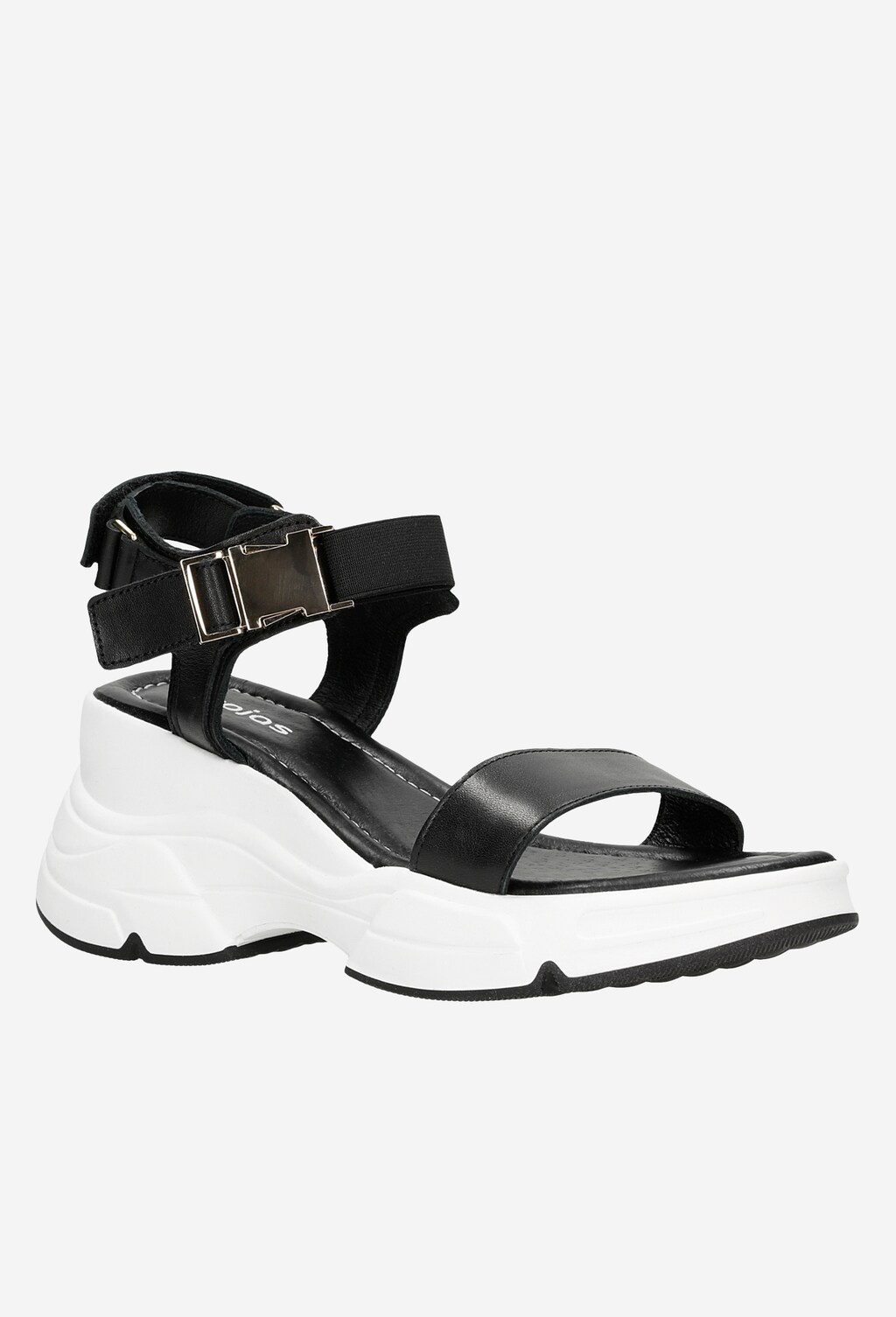 Czarne sandały damskie z modną grubą białą podeszwą 76095-51 Widok 3