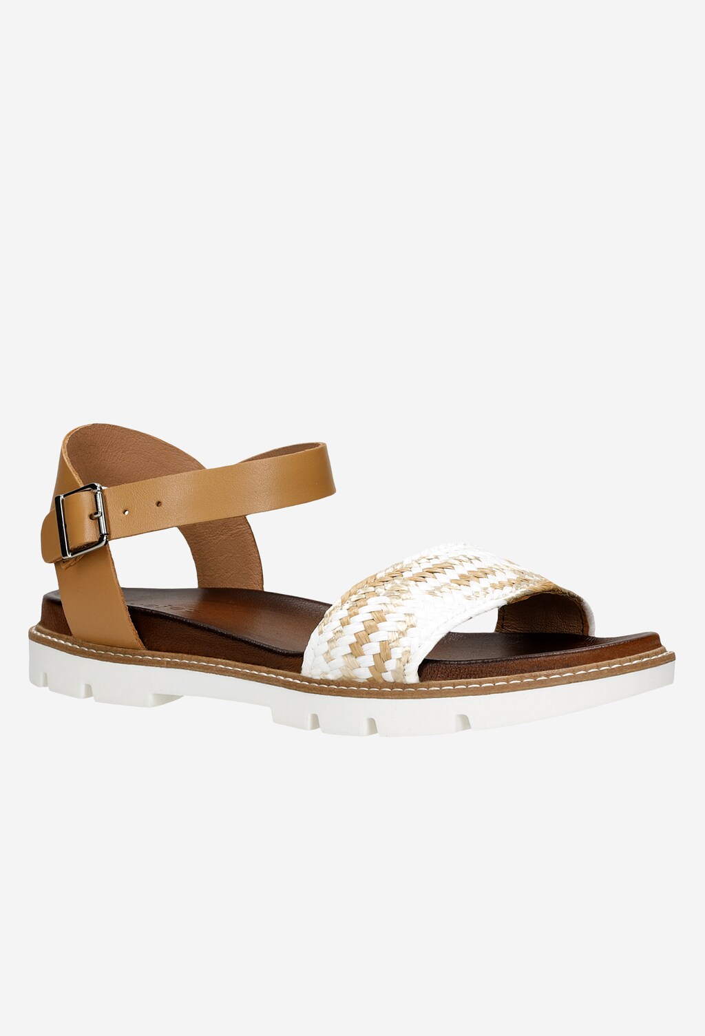 Sandały damskie na płaskiej podeszwie beżowe 76019-84 Widok 3