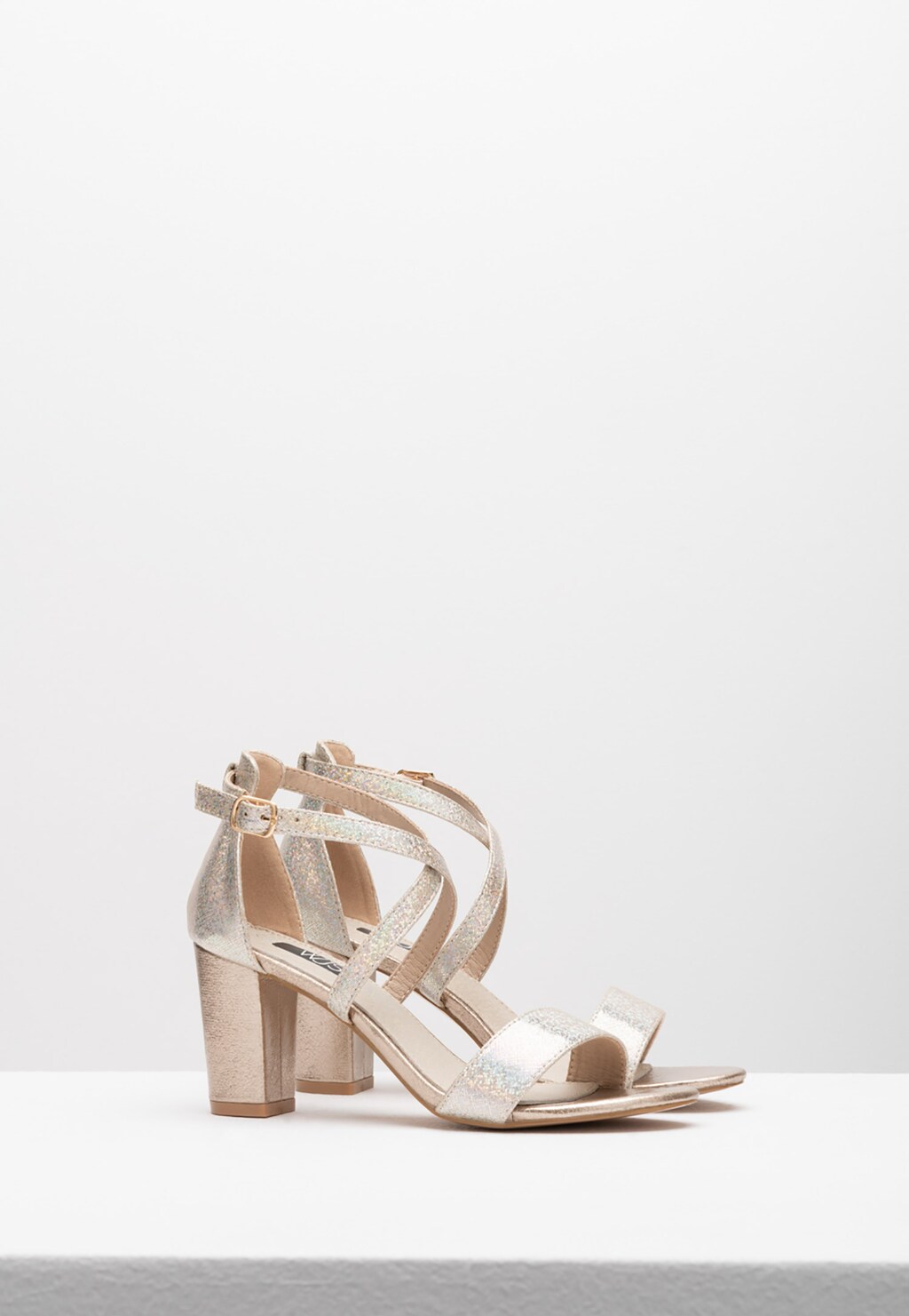 WJS złote sandały damskie na słupku WJS74011-58 Widok 3