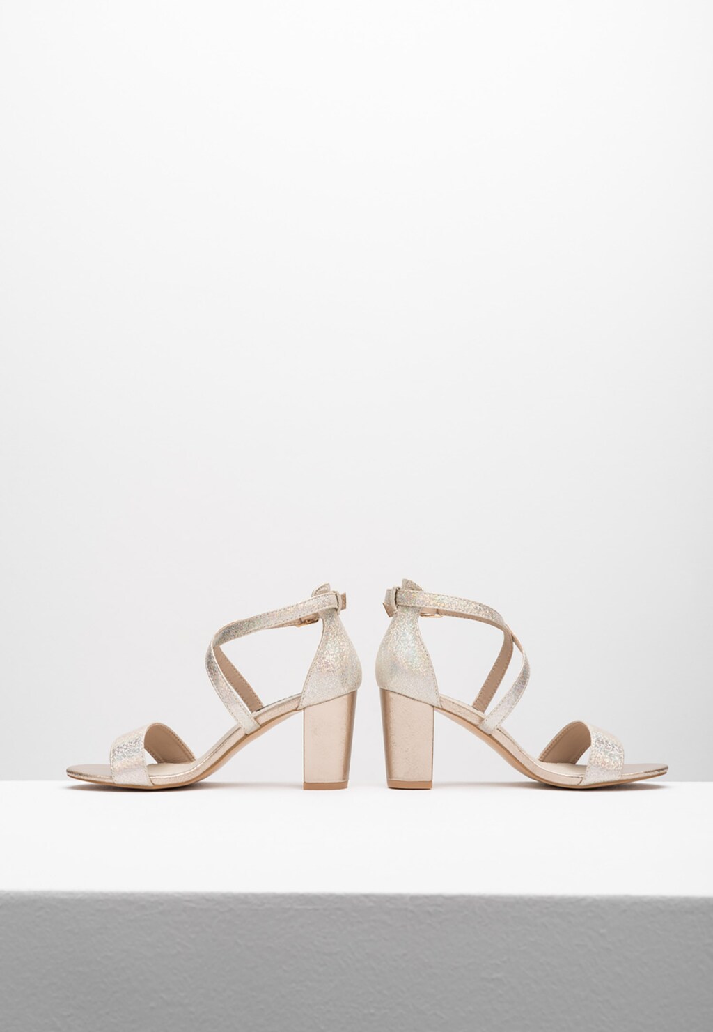 WJS złote sandały damskie na słupku WJS74011-58 Widok 4