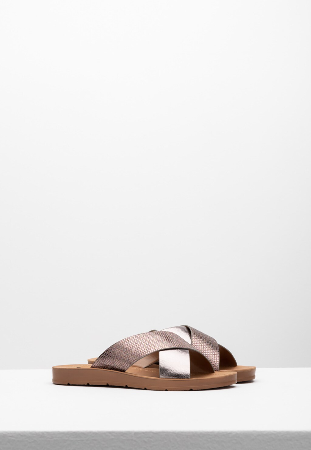 WJS złote klapki damskie na płaskiej podeszwie WJS71010-58 Widok 3