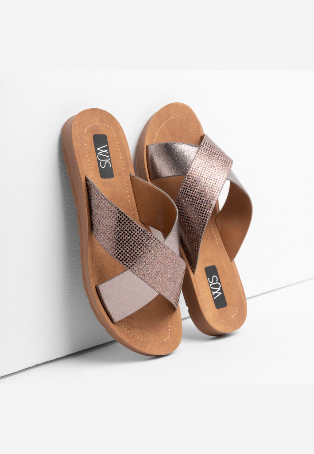 WJS złote klapki damskie na płaskiej podeszwie WJS71010-58 Widok 5