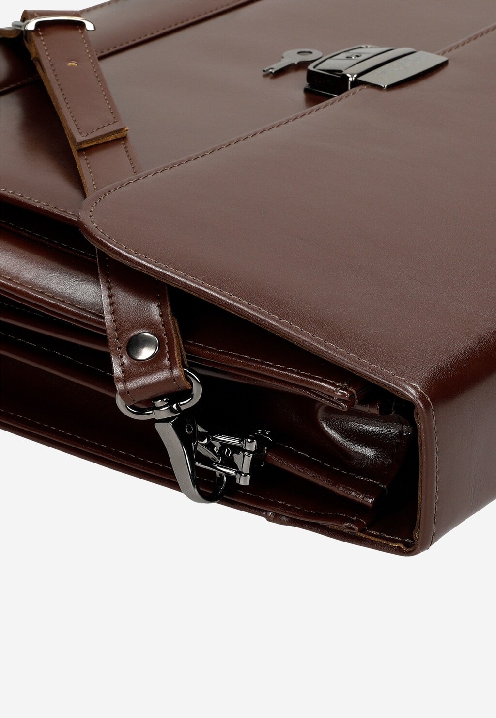Klasická pánská aktovka se na klíč v tmavě hnědé barvě  90006-52 Widok 7