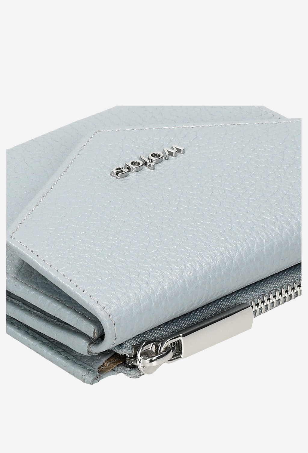 Niebieski skórzany portfel damski z metalowym logo 91017-56 Widok 6