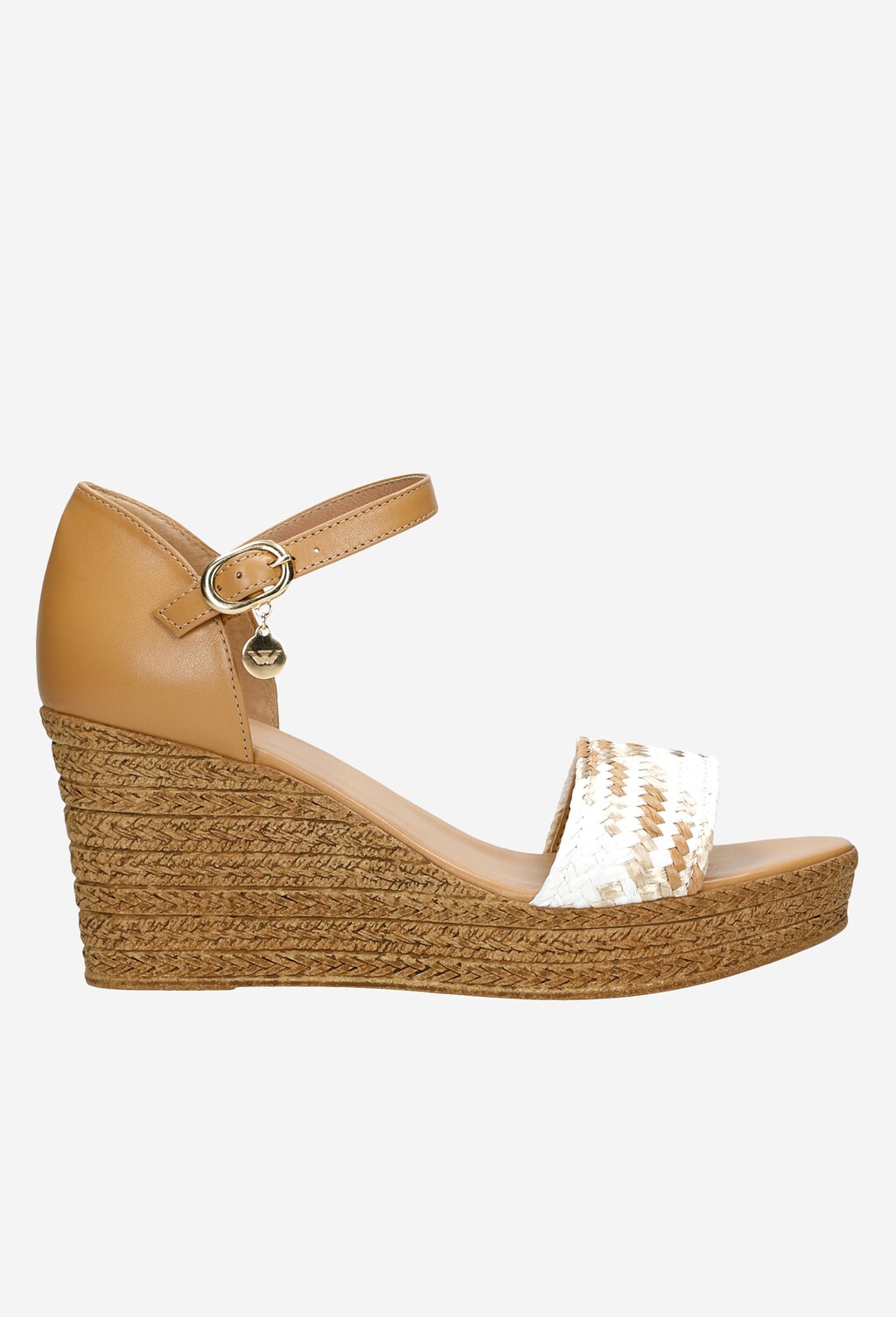 Elegantní béžové kožené dámské sandály na klínku 76084-84 Widok 2