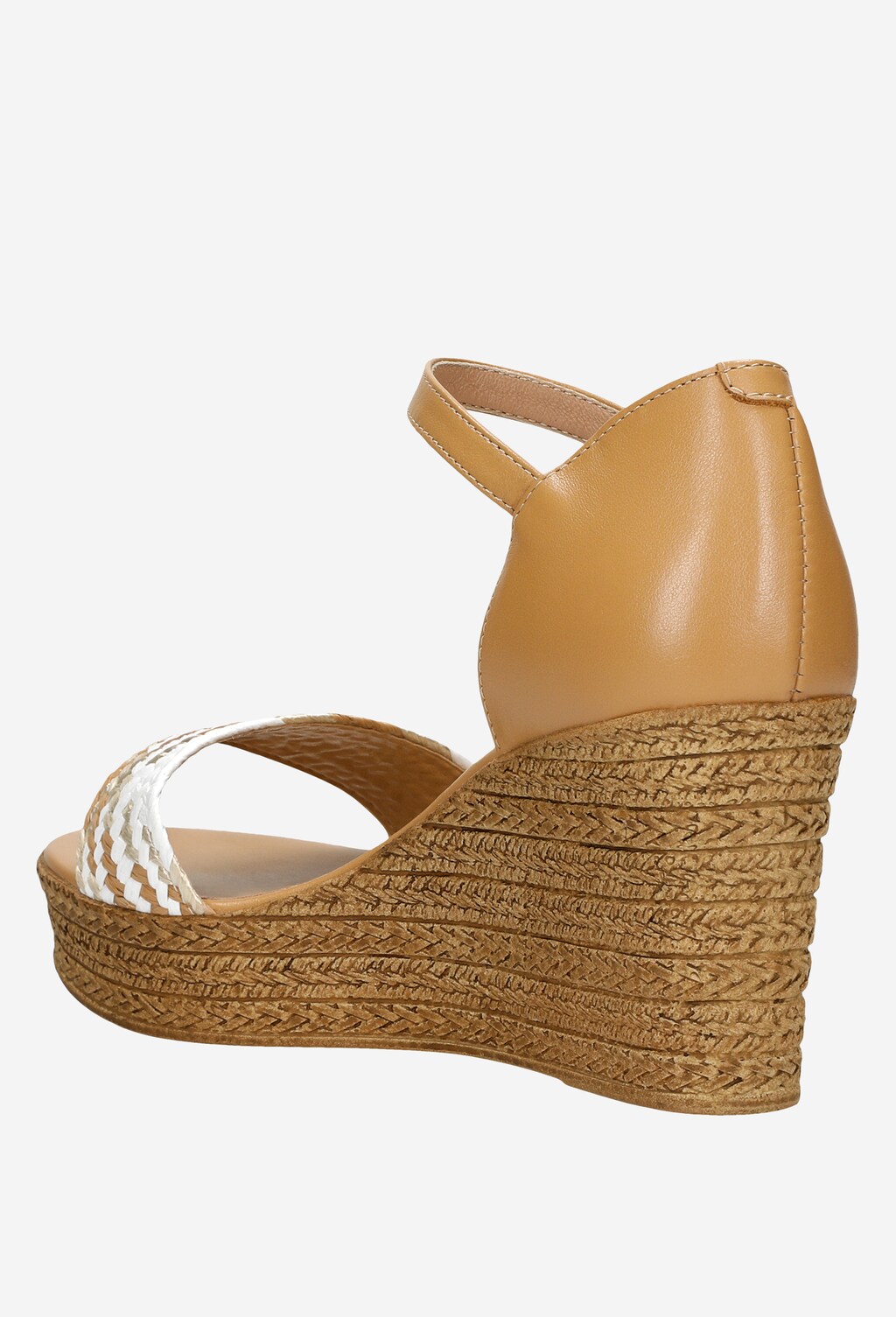 Elegantní béžové kožené dámské sandály na klínku 76084-84 Widok 4