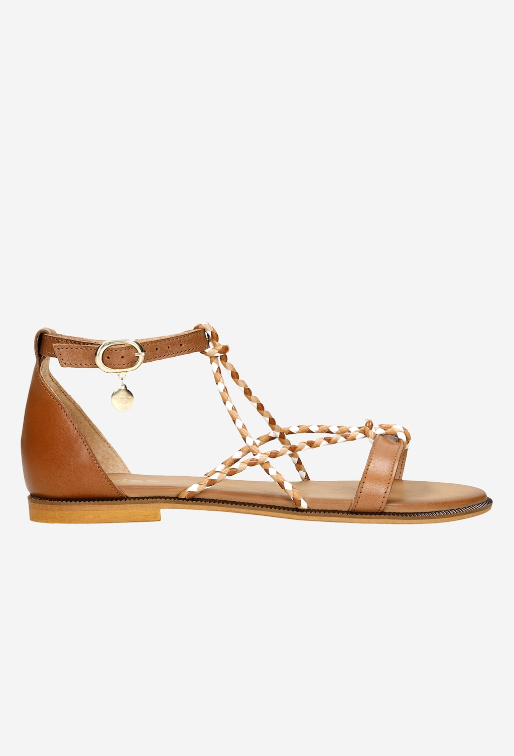 Jasnobrązowe sandały damskie z plecionymi paskami 76067-53 Widok 2