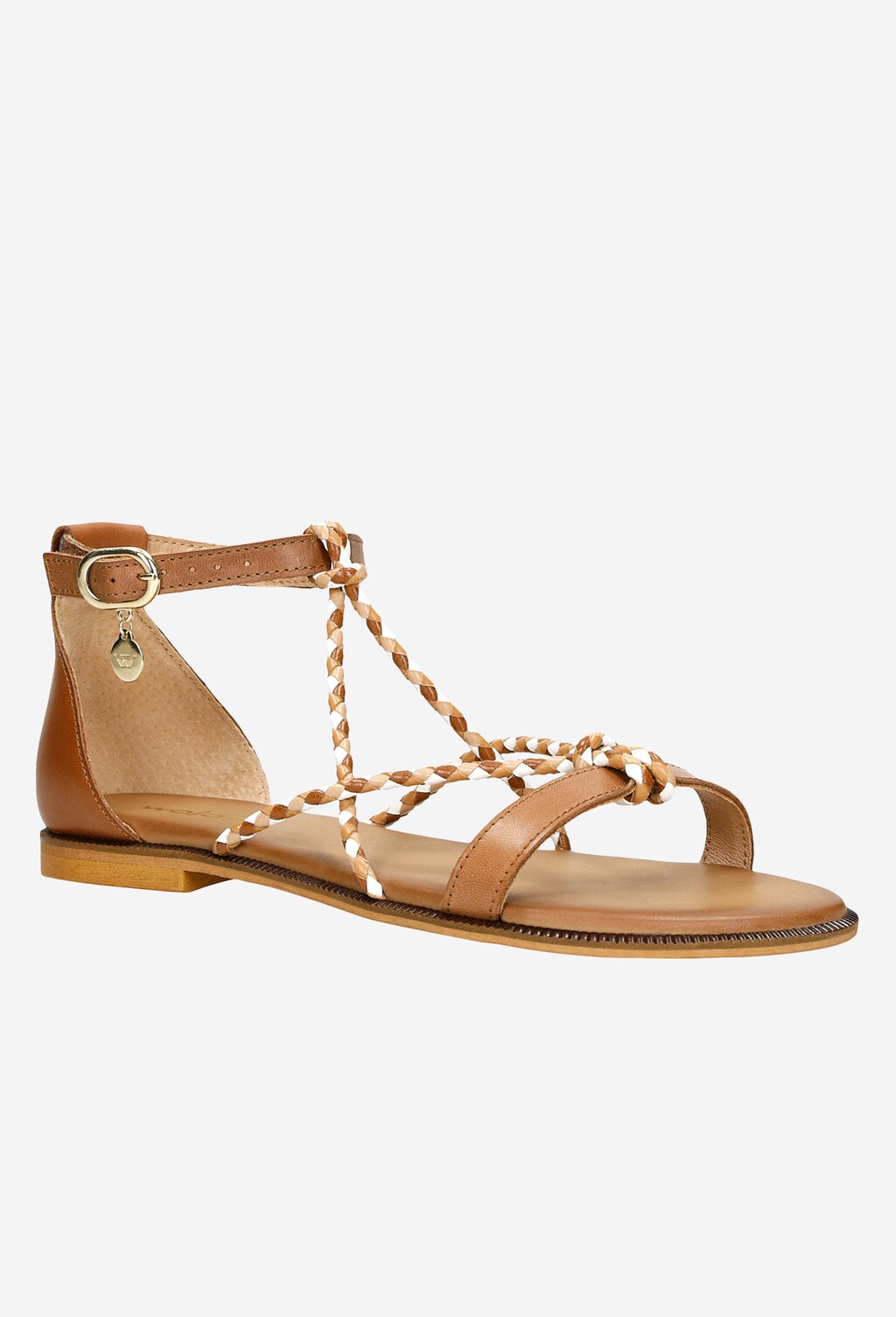 Jasnobrązowe sandały damskie z plecionymi paskami 76067-53 Widok 3