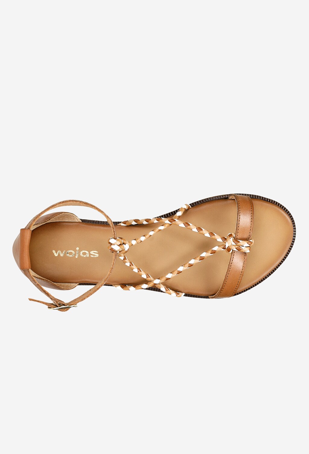 Jasnobrązowe sandały damskie z plecionymi paskami 76067-53 Widok 5
