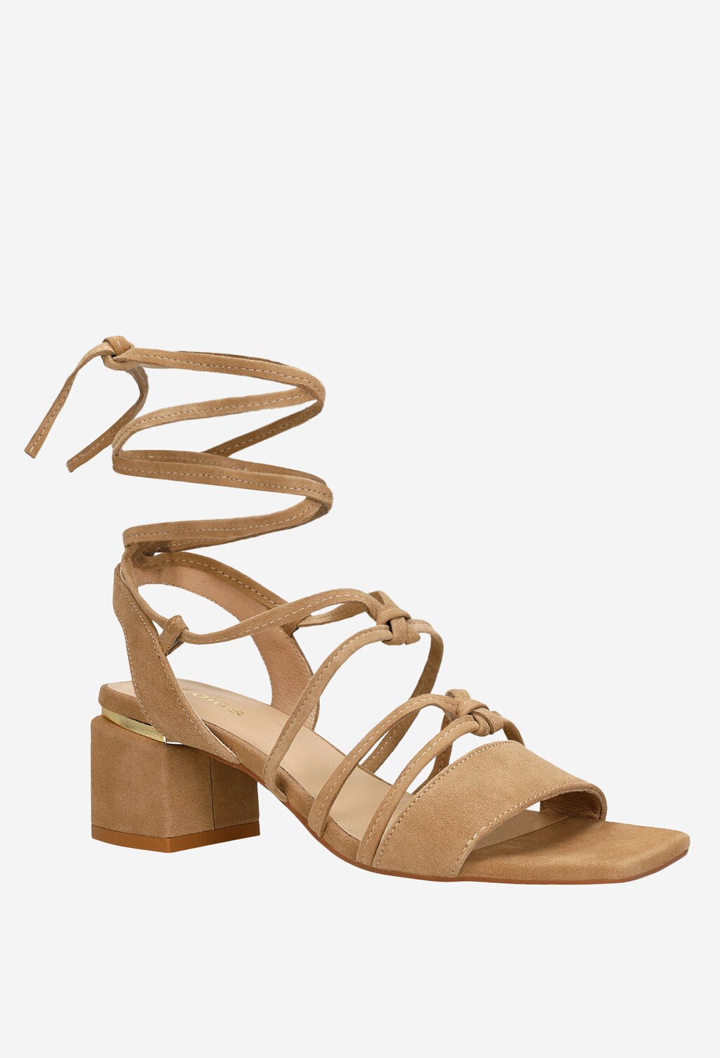 Béžové sandály dámské s efektním šněrováním 76077-64 Widok 3