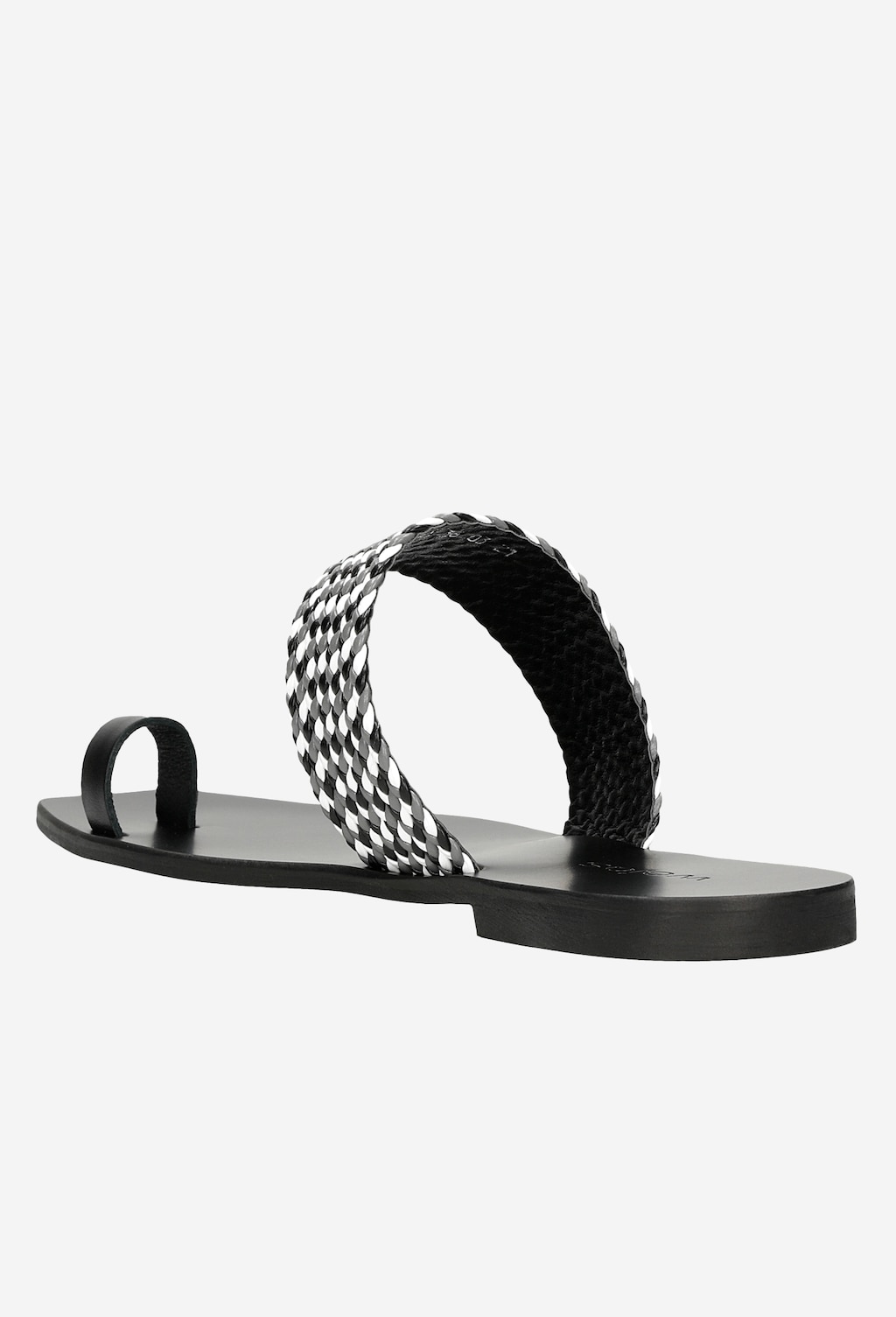 Czarne klapki damskie z  ozdobnym plecionym paskiem 74039-51 Widok 4