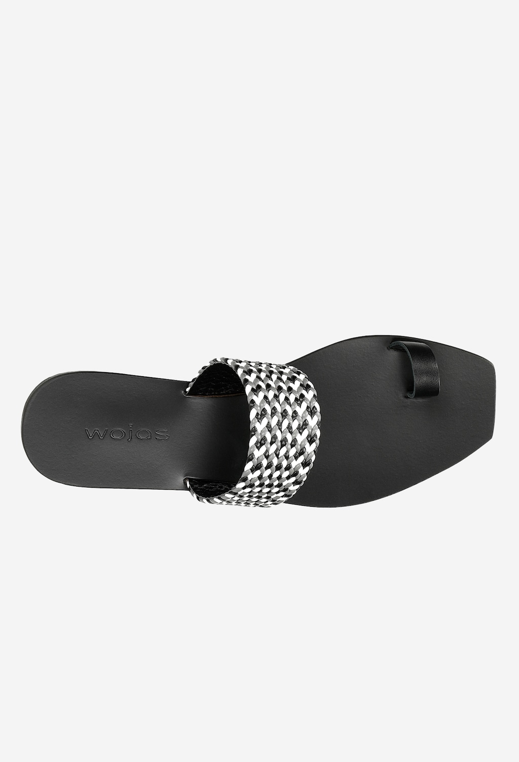 Czarne klapki damskie z  ozdobnym plecionym paskiem 74039-51 Widok 5