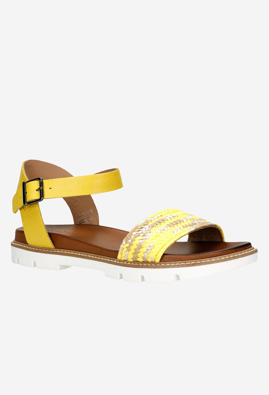 Żółte sandały damskie na białej podeszwie 76019-88 Widok 3