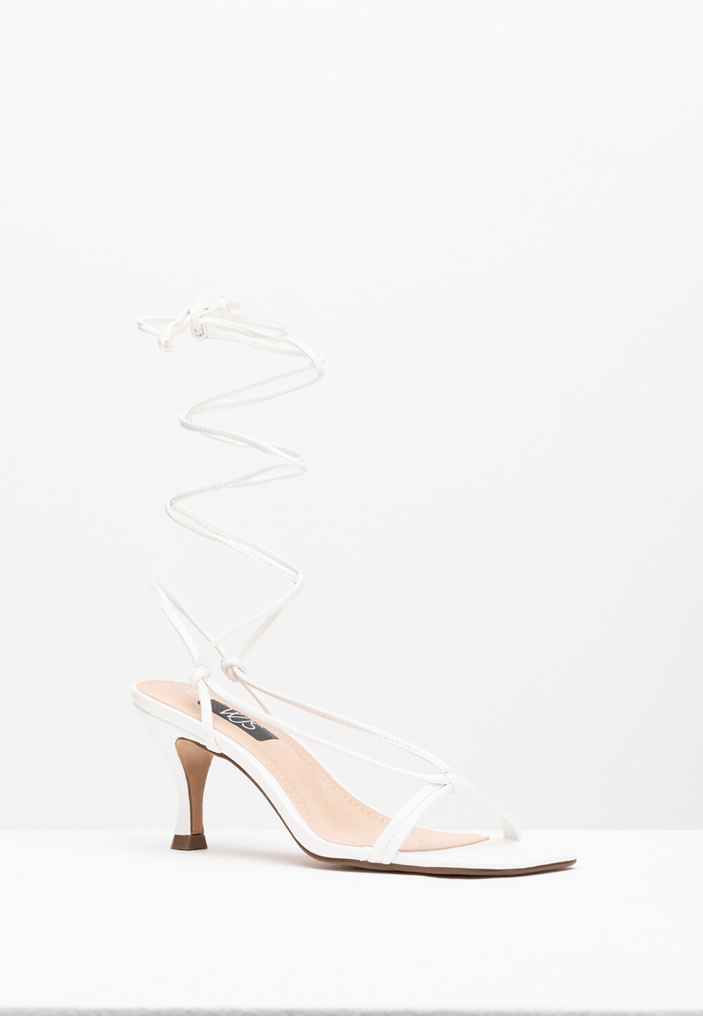 WJS białe sandały damskie z cienkimi paseczkami i wiązaniem WJS74027-59 Widok 2