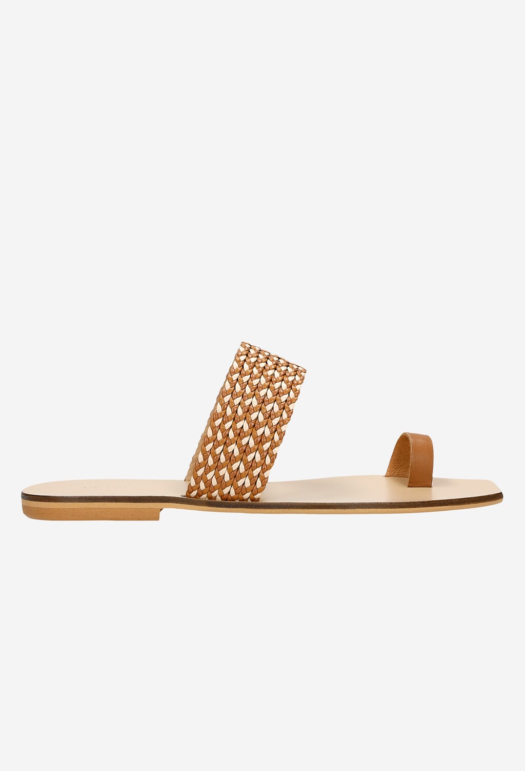 Dámské žabky se vzorovaným hnědo-bílým páskem 74039-53 Widok 2