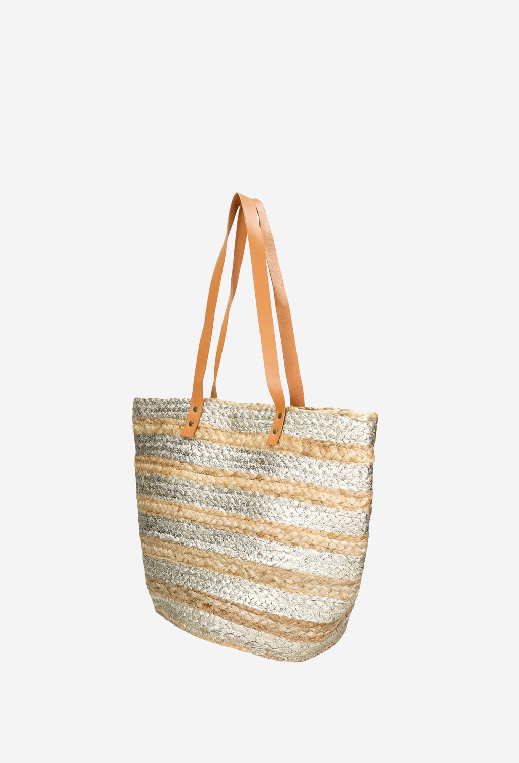 Beżowa torebka ze wstawkami z juty na brązowym pasku 80036-84 Widok 2