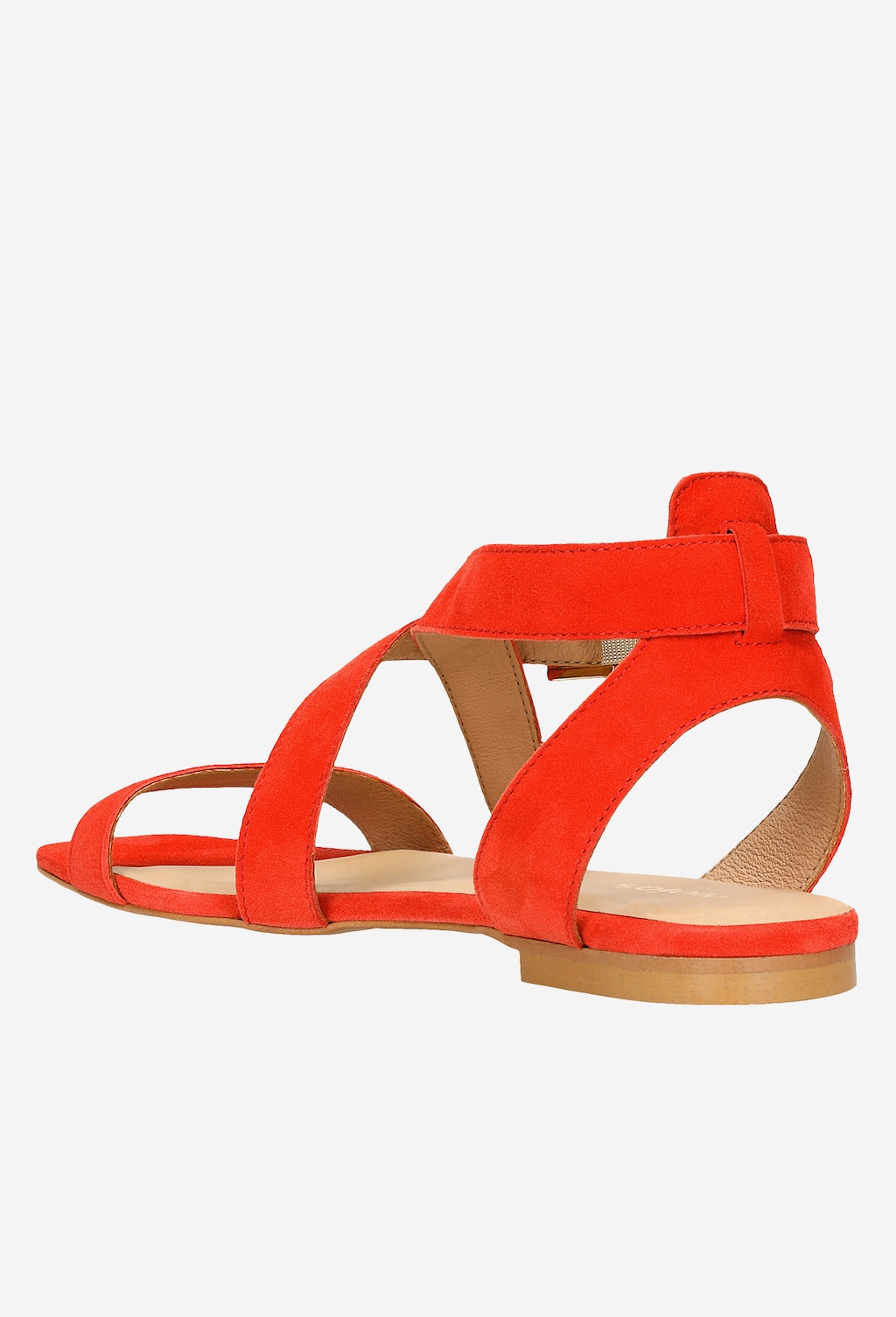 Žiarivé koralové dámske sandále z obľúbeného semišu 76068-65 Widok 3