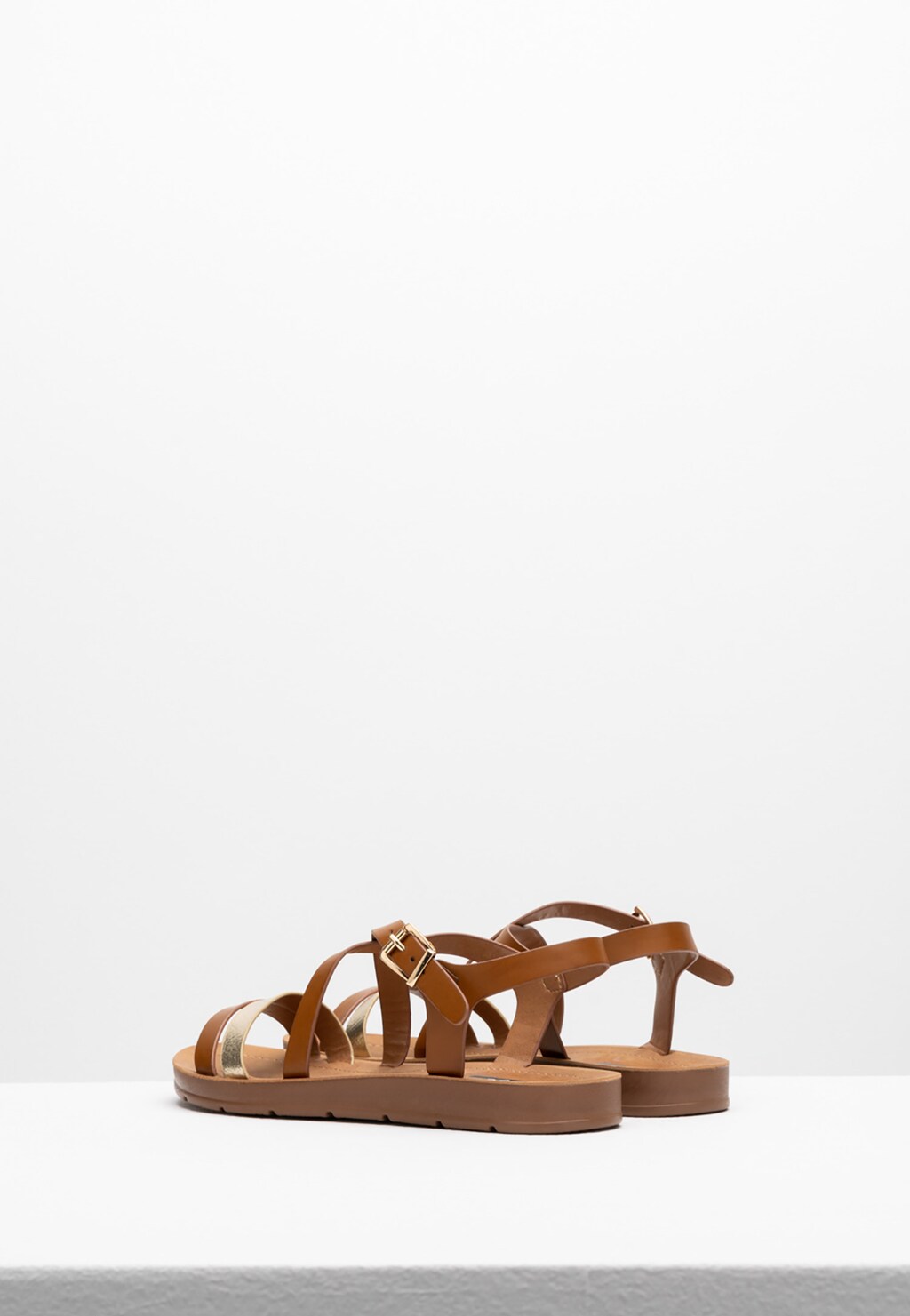 WJS brązowe sandały damskie ze złotym paskiem WJS74007-52 Widok 3