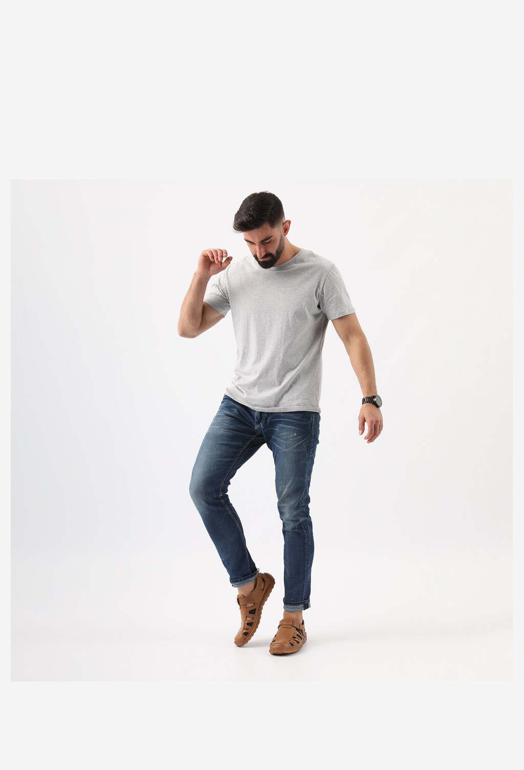 Jasnobrązowe półbuty męskie na lato  2156-53 Widok 8