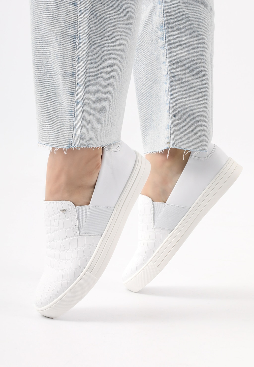 Kožené poltopánky dámske v neutrálnej bielej farbe 46036-59 Widok 8