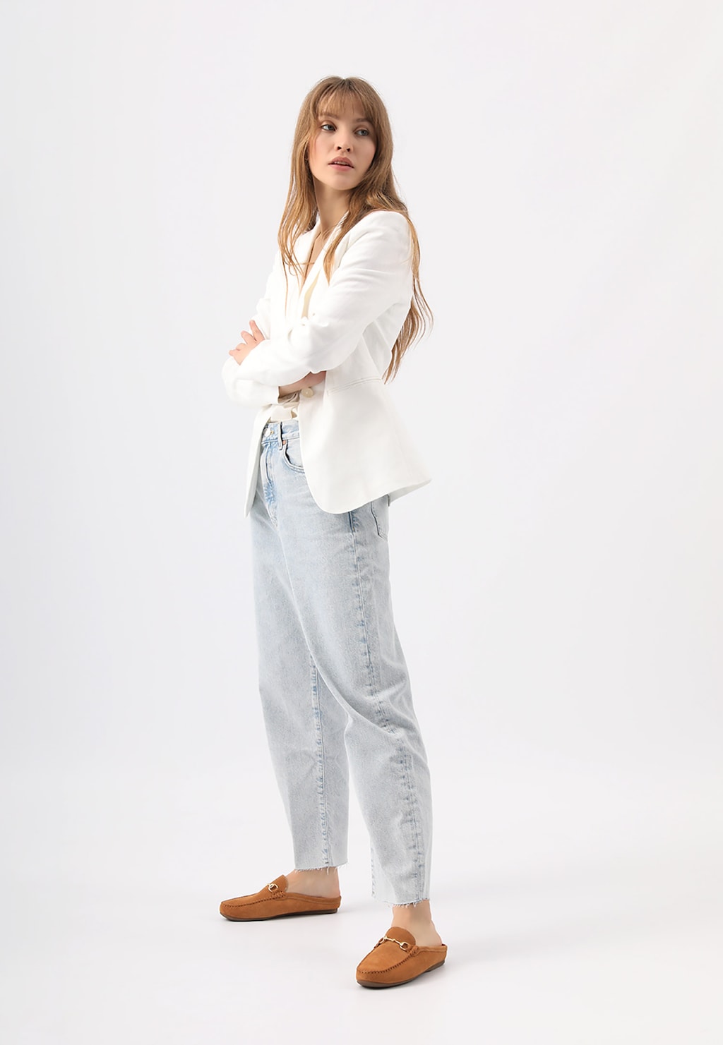 Svetlohnedé letné šľapky dámske z prírodnej kože 74033-63 Widok 1