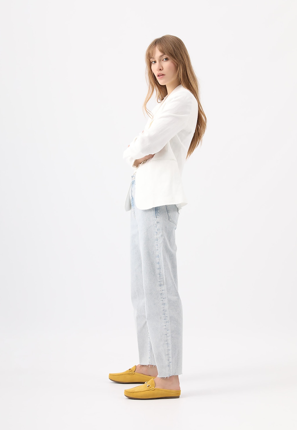 Dámske šľapky elegantné z prírodnej velúrovej kože 74033-68 Widok 1