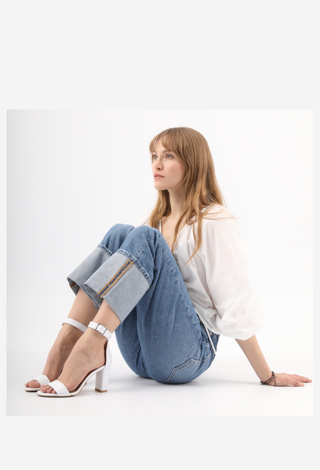 Elegantné biele kožené dámske sandále na leto 76028-59 Widok 8