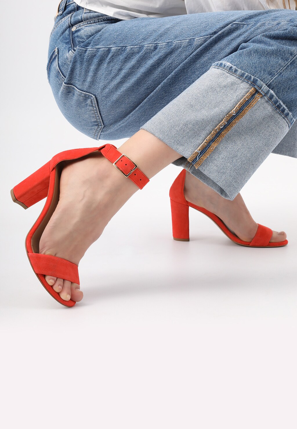 Dámske sandále elegantné na leto v červenej farbe 76028-65 Widok 7