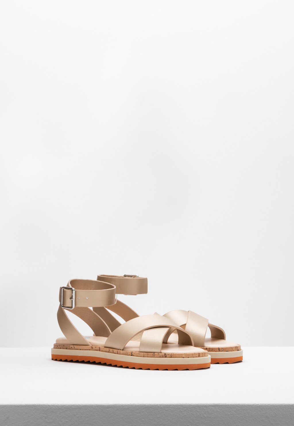 WJS beżowe sandały damskie na płaskiej podeszwie WJS74000-58 Widok 4