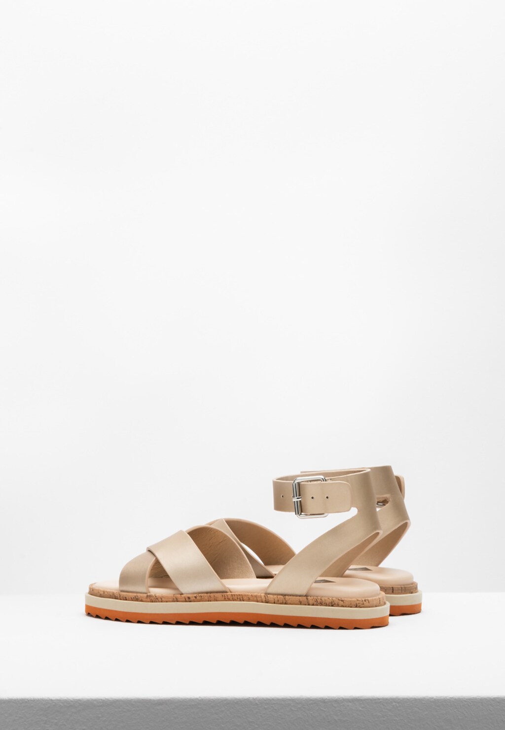 WJS beżowe sandały damskie na płaskiej podeszwie WJS74000-58 Widok 5