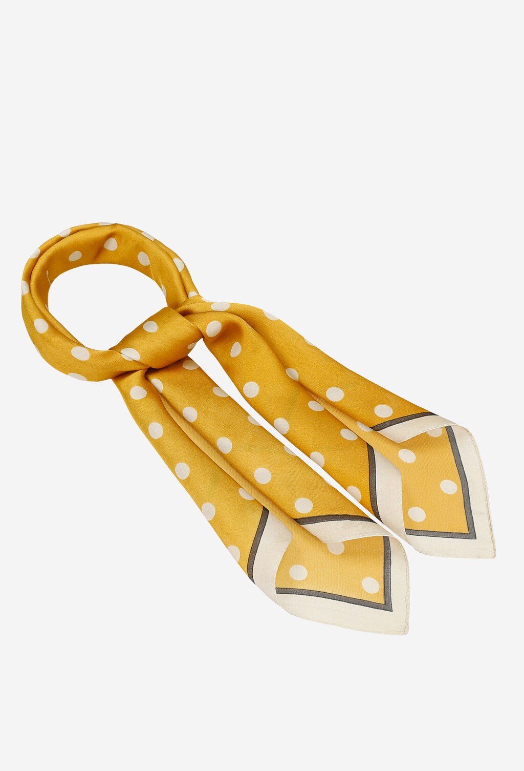Żółta apaszka damska w białe grochy 96008-18 Widok 1