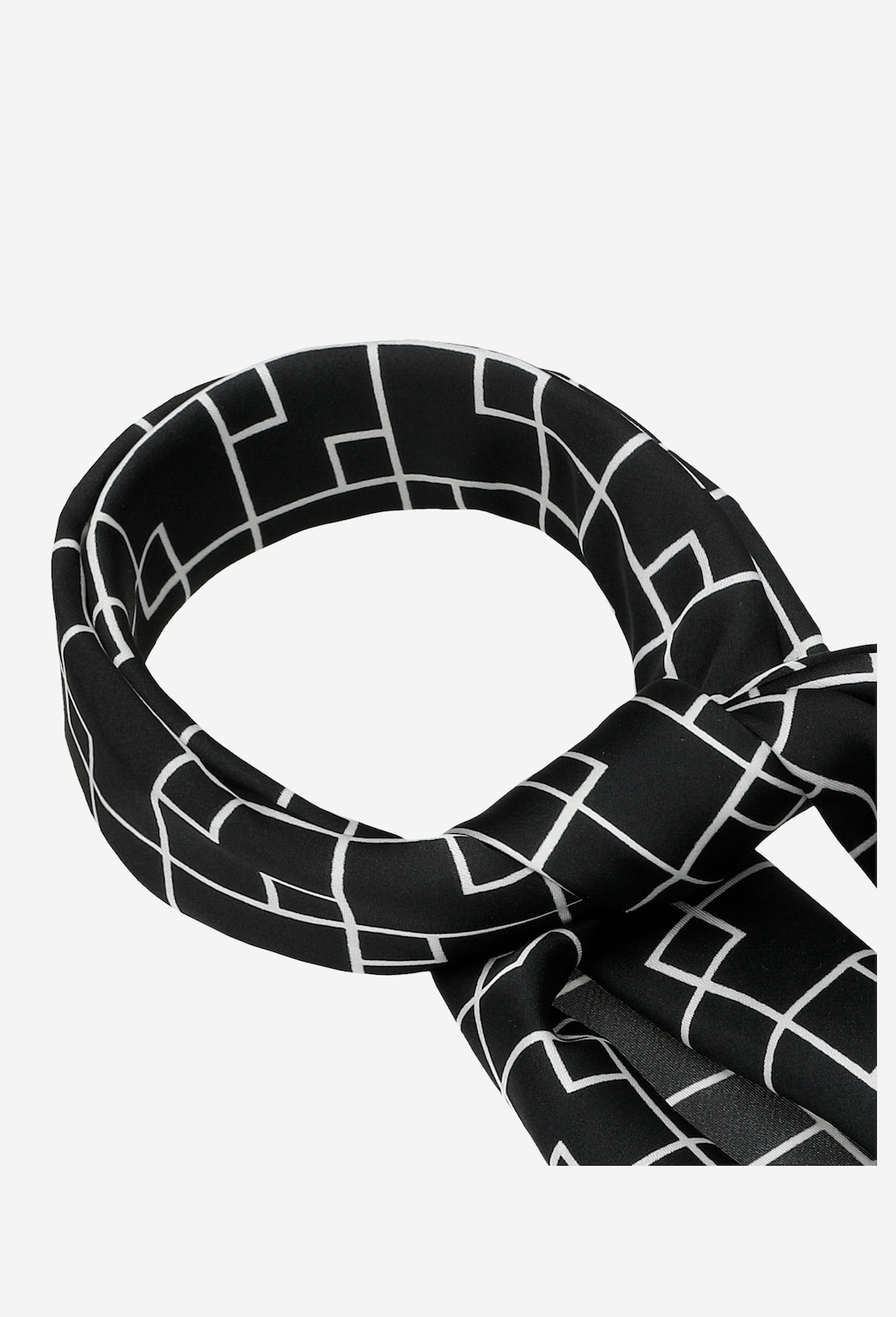 Czarna apaszka damska w białe wzory 96006-11 Widok 2