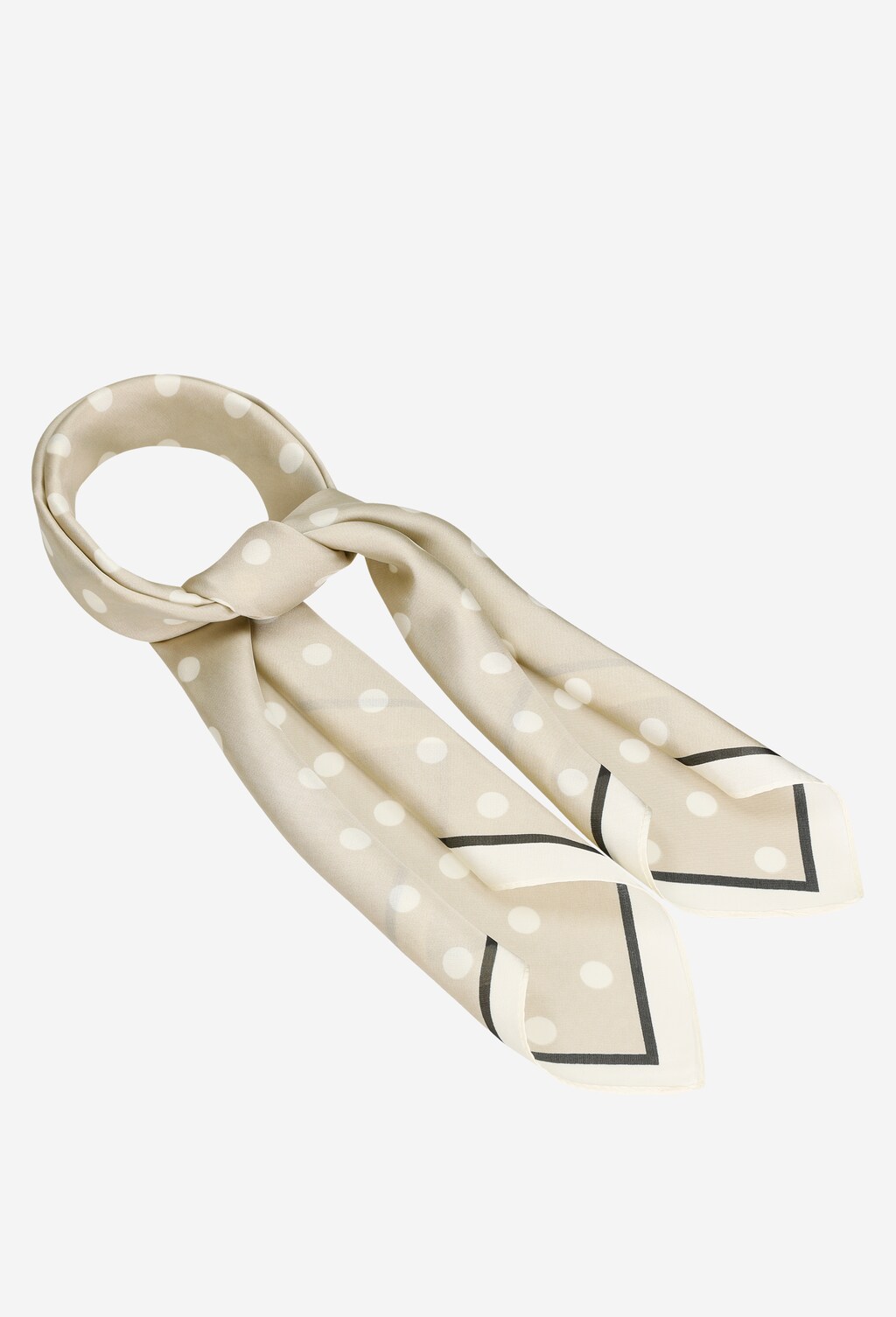Beżowa apaszka damska w duże białe kropki 96008-14 Widok 2