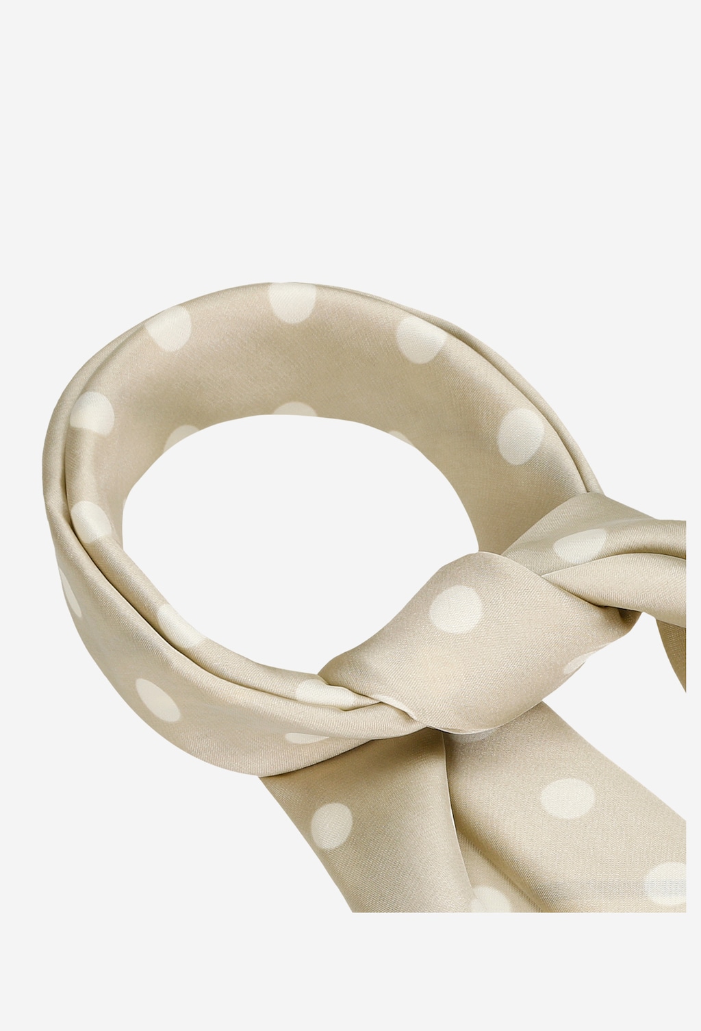 Beżowa apaszka damska w duże białe kropki 96008-14 Widok 3