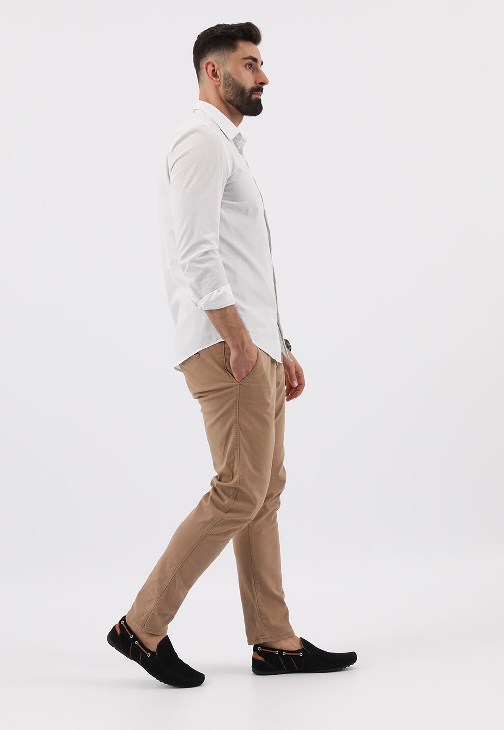 Czarne półbuty męskie z brązowymi wstawkami 10118-71 Widok 1