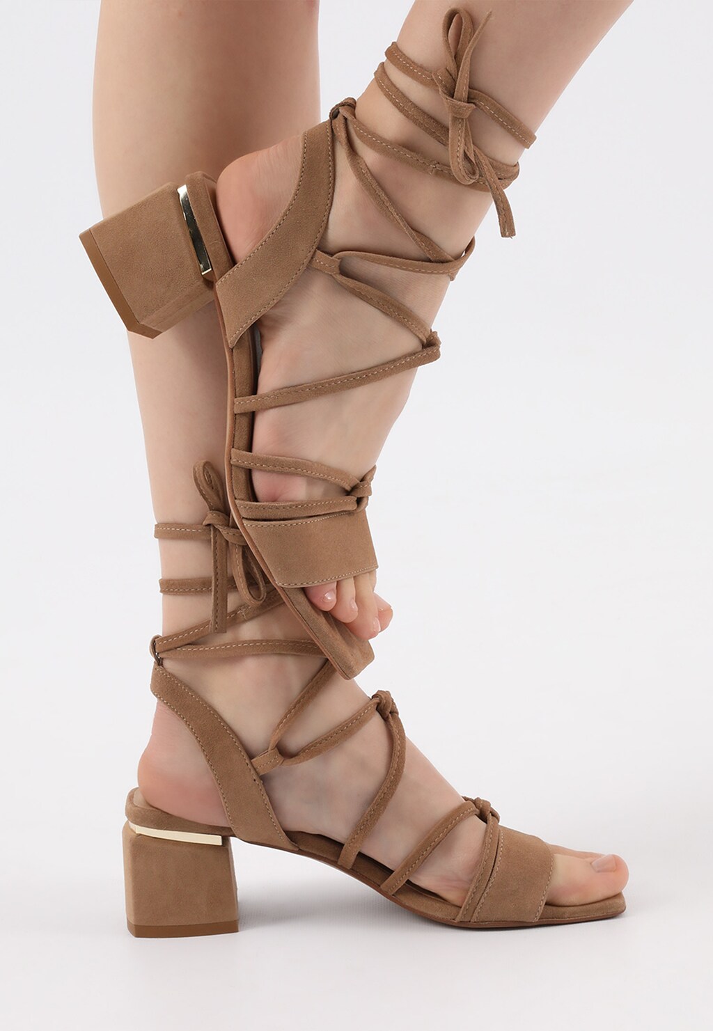 Béžové sandály dámské s efektním šněrováním 76077-64 Widok 7