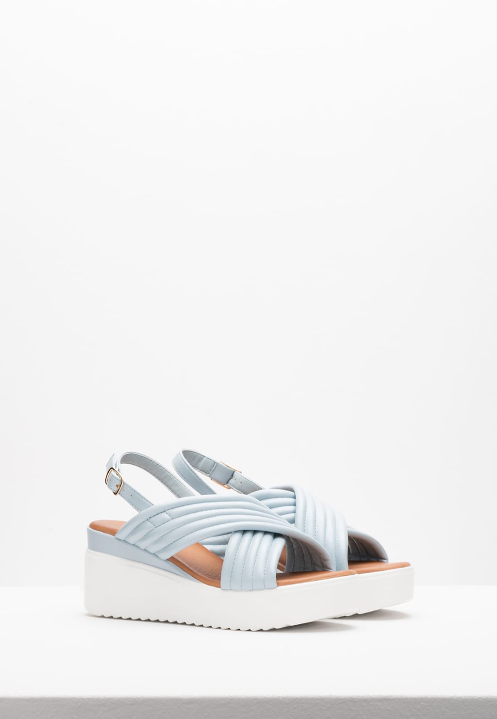 WJS niebieski sandały damskie na koturnie WJS74014-56 Widok 3