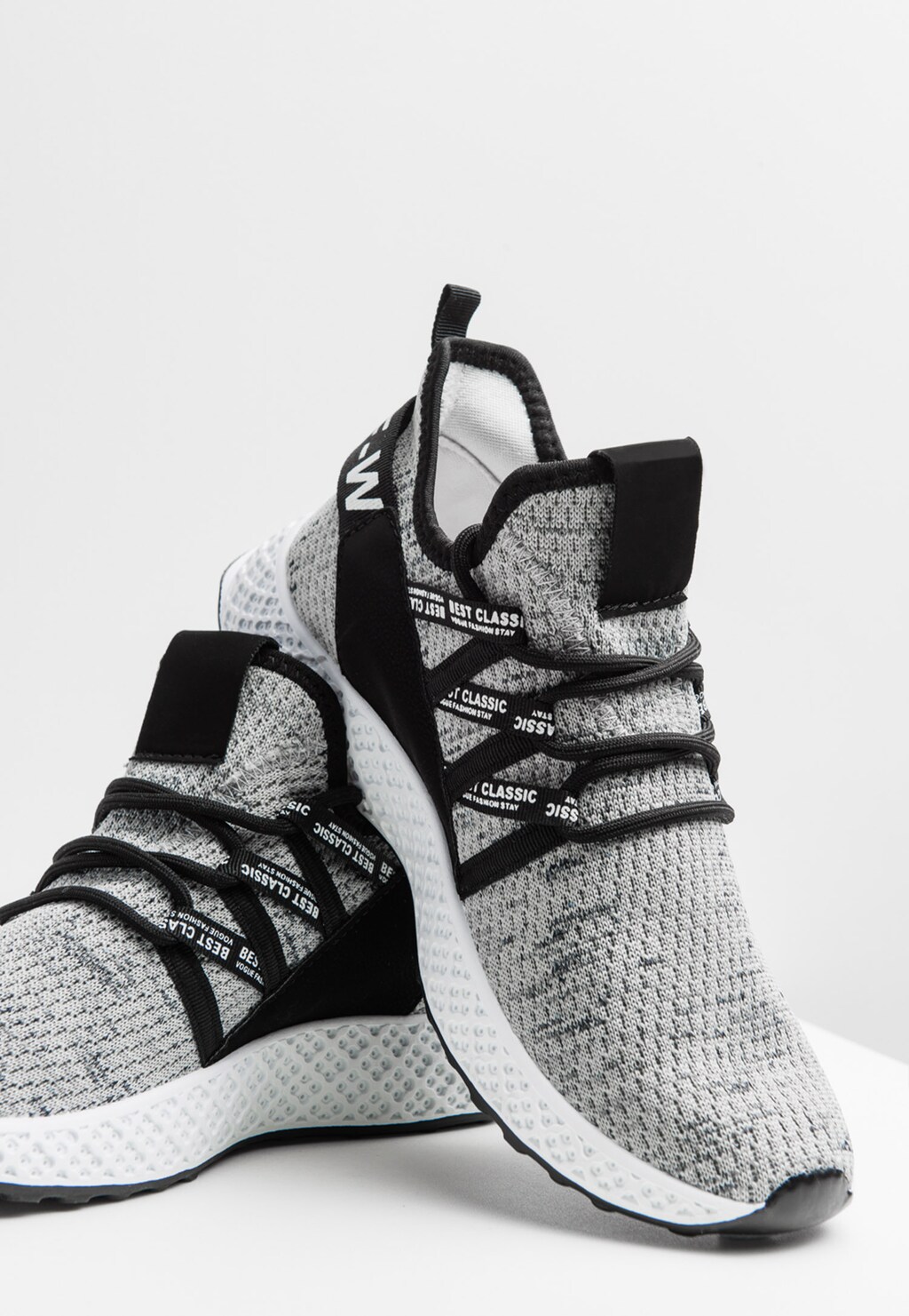 WJS popielate sneakersy męskie z materiału WJS10003-10 Widok 4