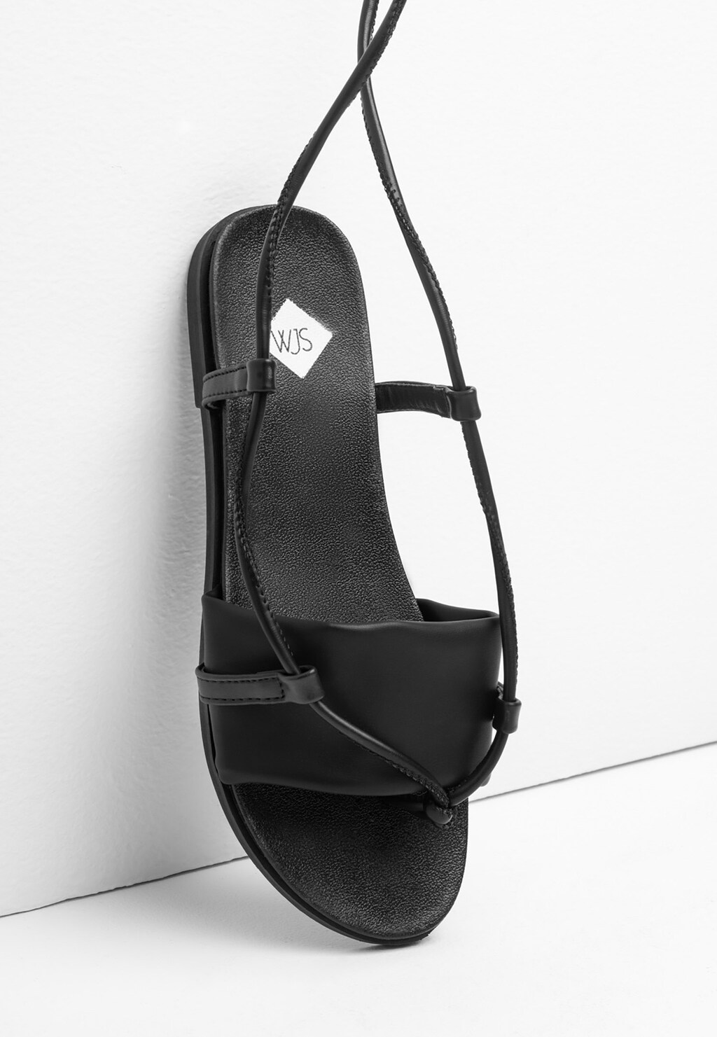 WJS czarne sandały damskie z wysokim wiązaniem WJS74022-51 Widok 3