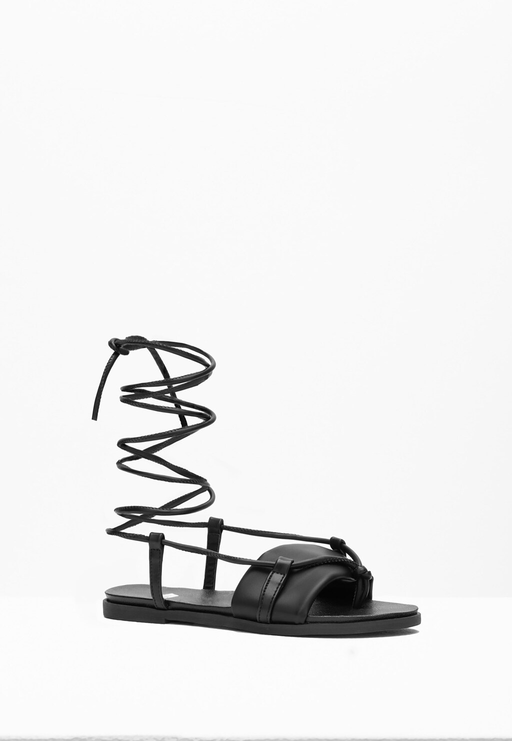 WJS czarne sandały damskie z wysokim wiązaniem WJS74022-51 Widok 4