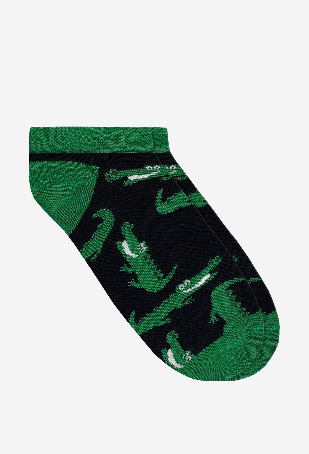 Zeleno-černé bavlněné ponožky pánské s krokodýly 97024-86 Widok 2