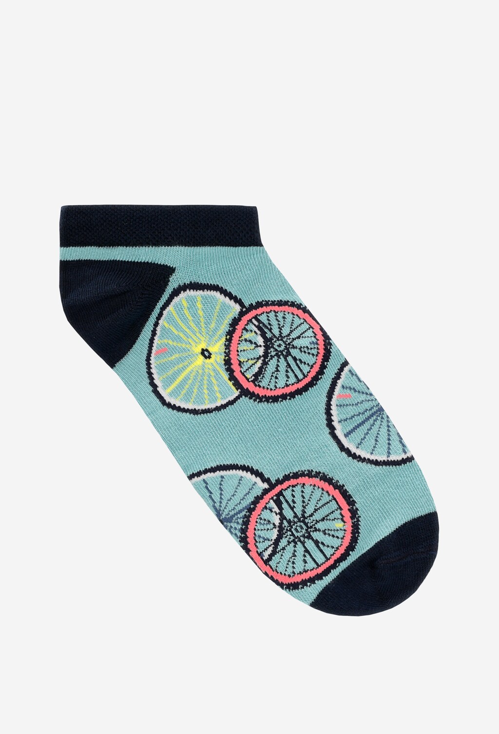 Zielono-granatowe stopki we wzór rowerowy 97025-87 Widok 3