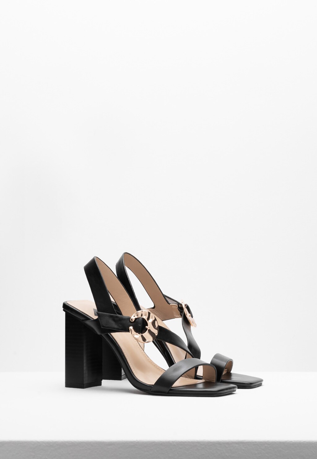 WJS czarne sandały damskie na wysokim słupku WJS74018-51 Widok 3