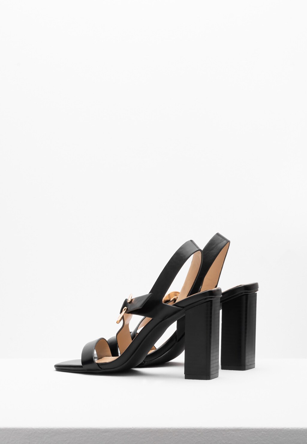 WJS czarne sandały damskie na wysokim słupku WJS74018-51 Widok 4