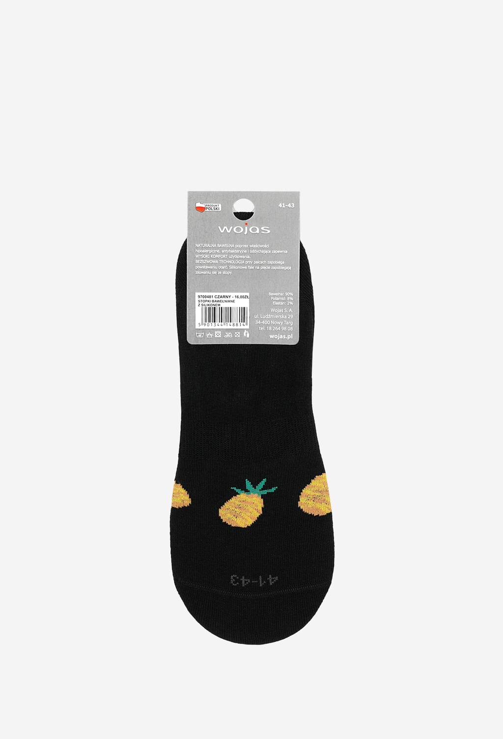 Czarne stopki bawełniane z ananasami 97004-81 Widok 3