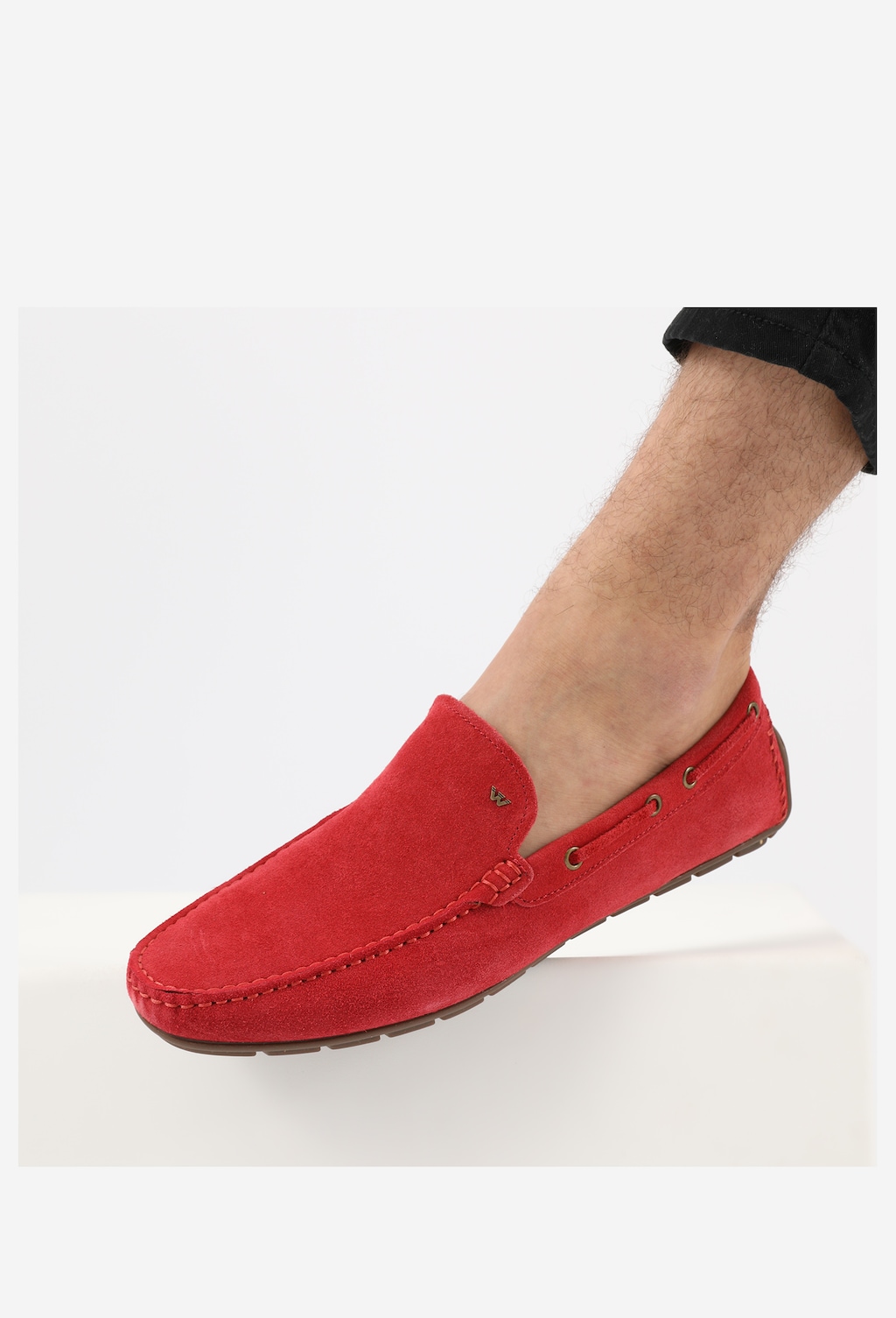 Originálne červené pánske poltopánky z velúrovej kože 10047-65 Widok 6